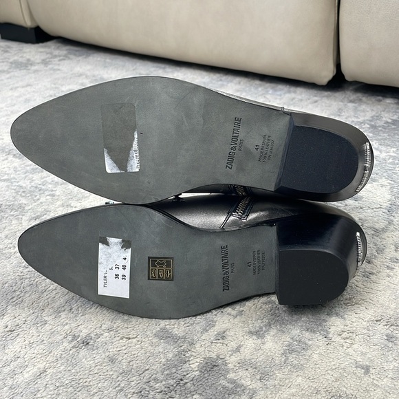 NIB Zadig & Voltaire Tyler Vintage Metallic Silver Star Ankle Boots Leather 41 - Picture 13 of 16